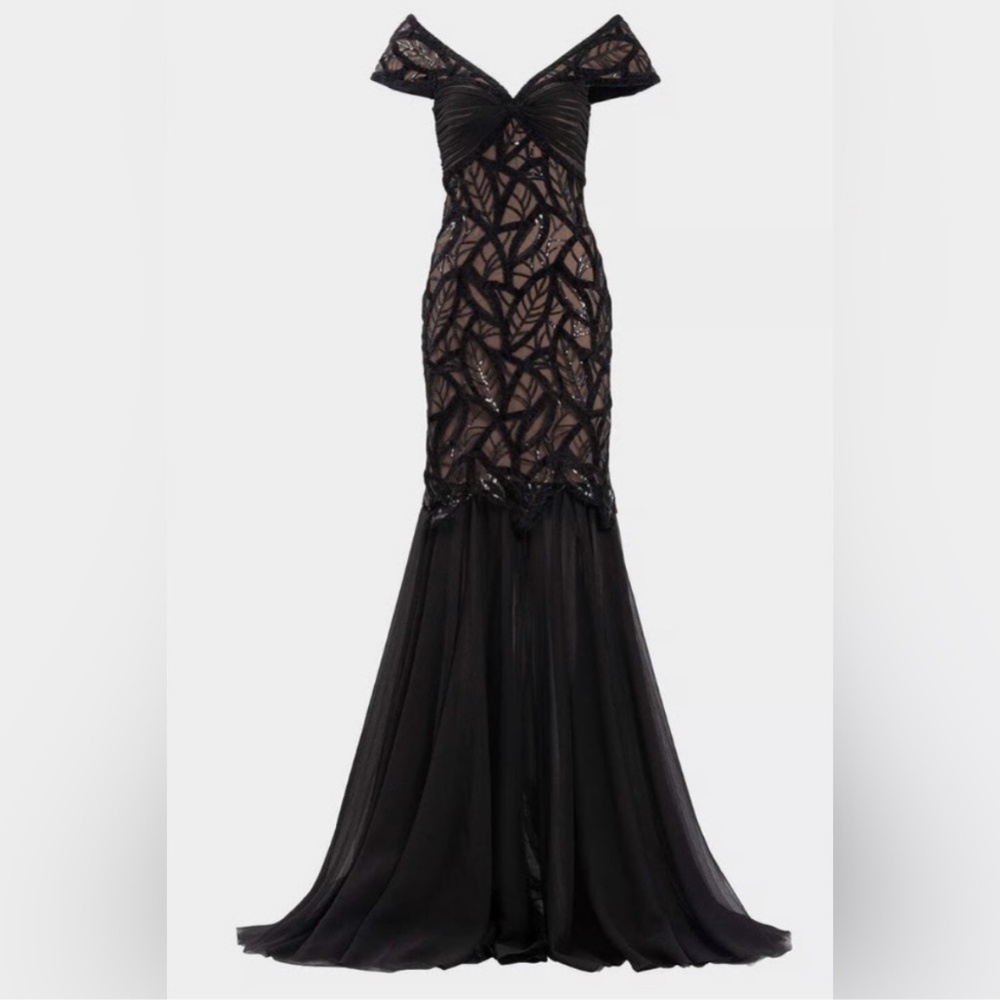 Tadashi Shoji Black Embroidered Lace Mermaid Maxi Dress - Picture 4 of 9